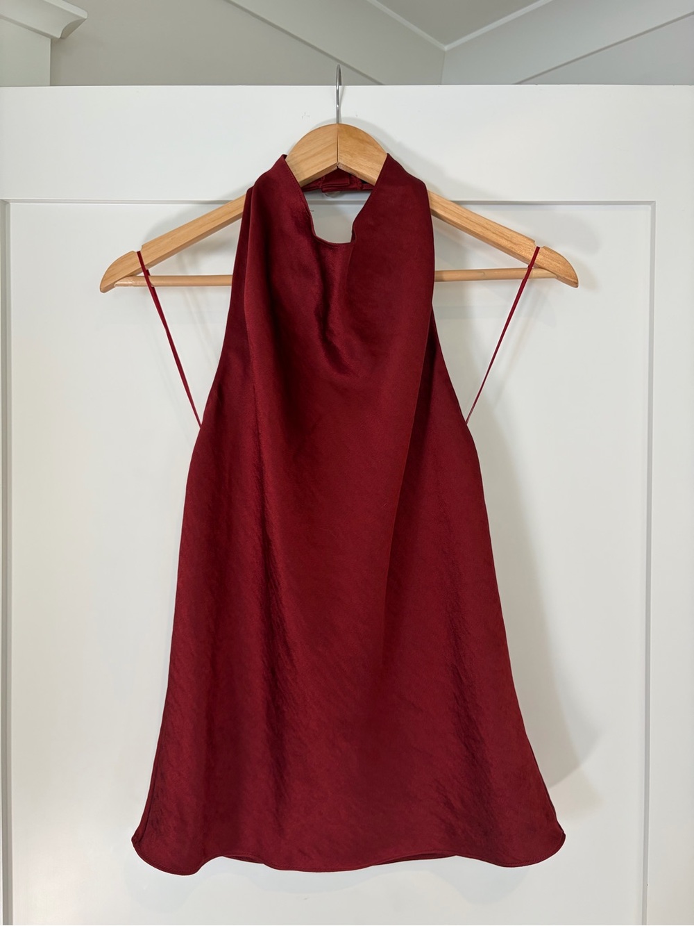 Vince Wine Red Halter Cowl Neck Top
